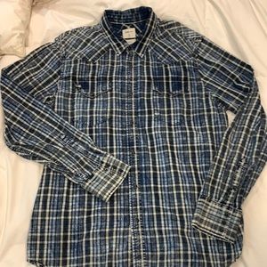 Gap, blue, long sleeve, snap button up, XL